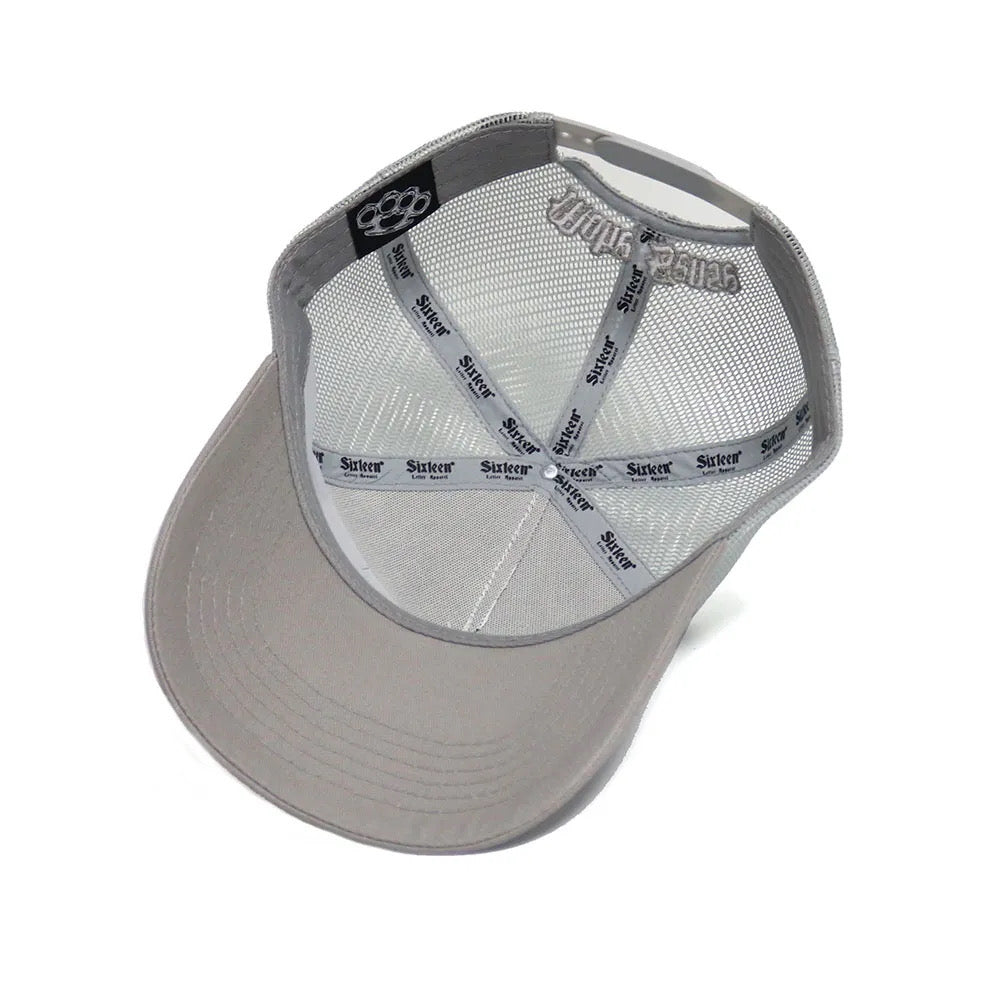 Custom Quality Embroidered 5 Panel Trucker Hat - Grey