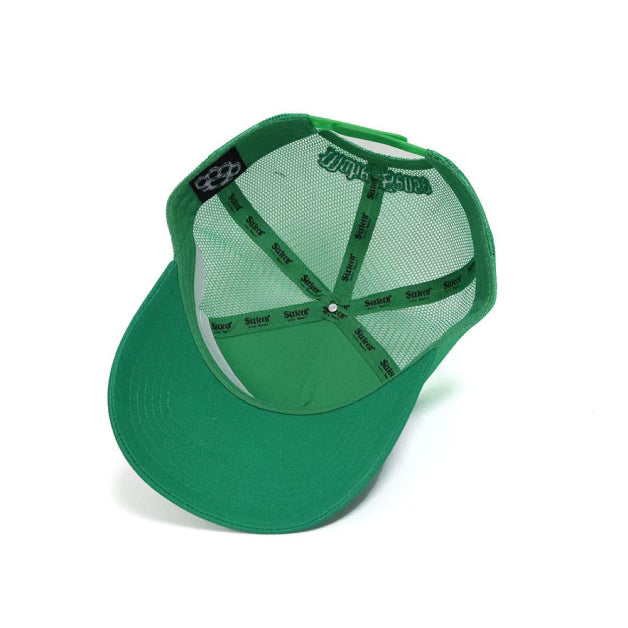 Custom Quality Embroidered 5 Panel Trucker Hat - Green/White
