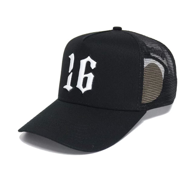 Custom Quality Embroidered 5 Panel Trucker Hat - Black