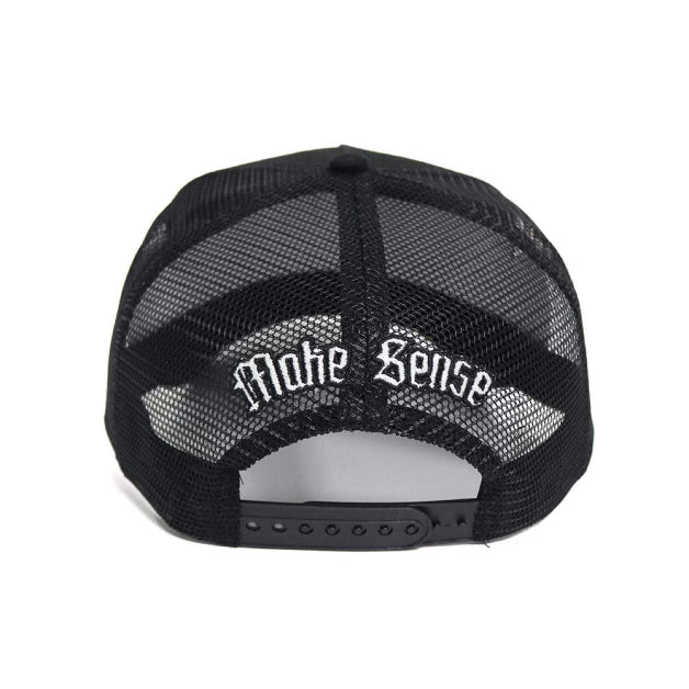 Custom Quality Embroidered 5 Panel Trucker Hat - Black