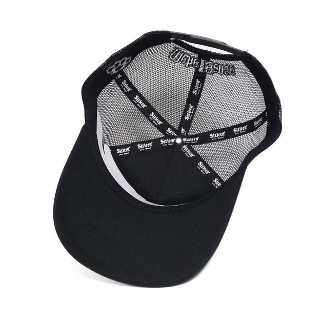 Custom Quality Embroidered 5 Panel Trucker Hat - Black