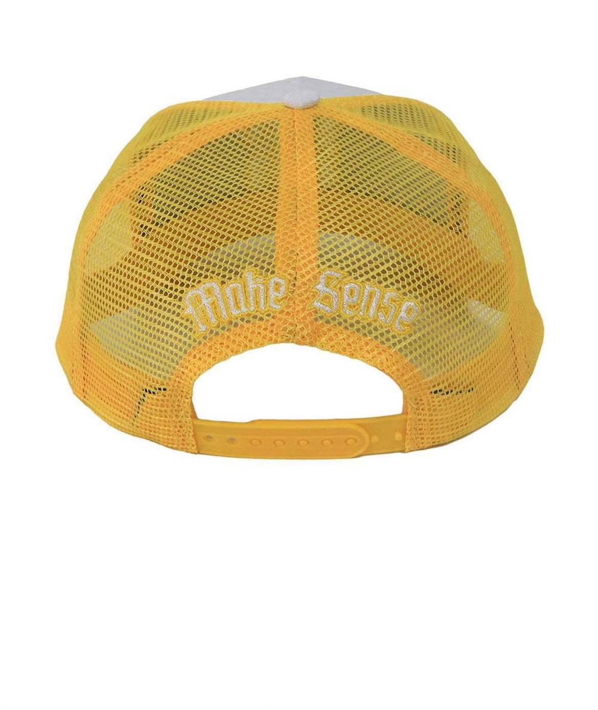 Custom Quality Embroidered 5 Panel Trucker Hat - Yellow/White